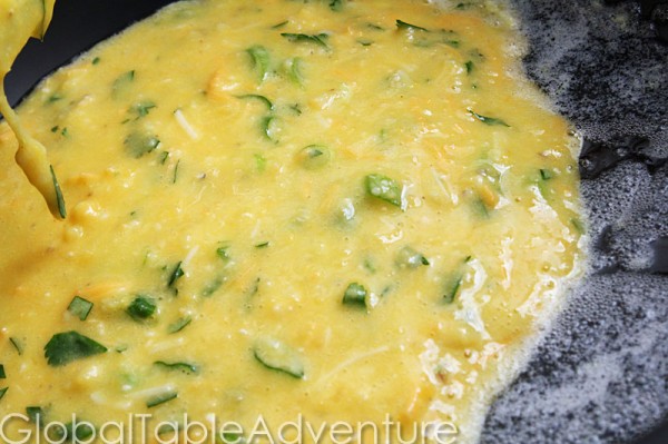 Ecuadorian Open-Faced Cornmeal Omelet with Cheese