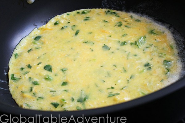 Ecuadorian Open-Faced Cornmeal Omelet with Cheese