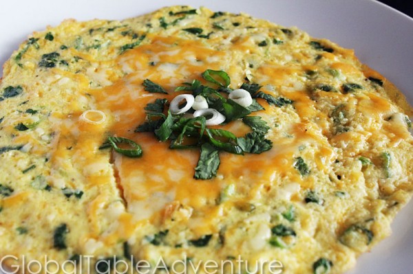 Ecuadorian Open-Faced Cornmeal Omelet with Cheese