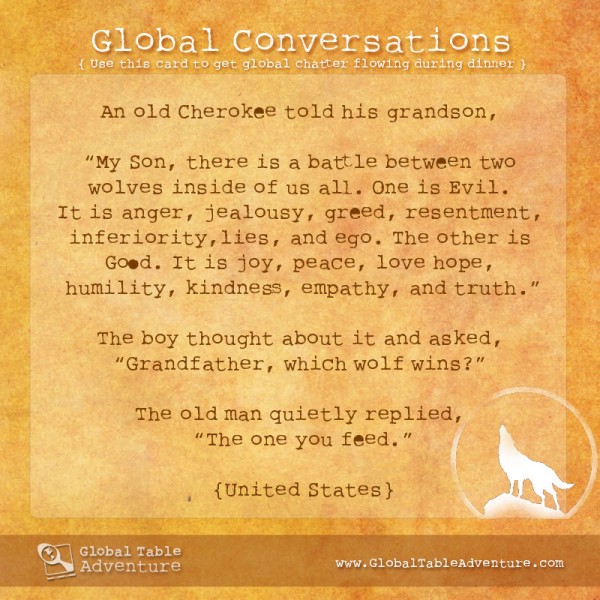 Old Cherokee proverb, Plus dozens of other inspiring quotes from around the world.