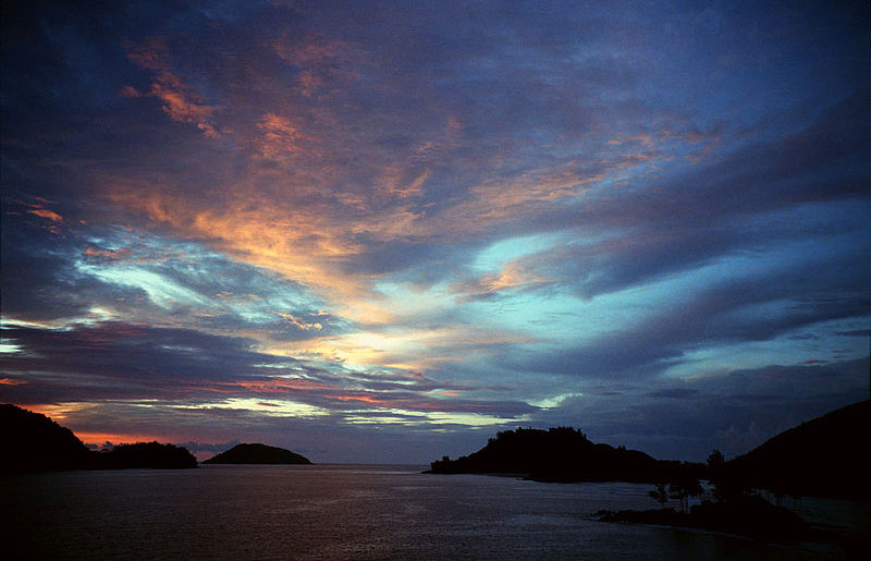 Mahe Beach on sunset, Seychelles. Photo by Jerzy Strzelecki.