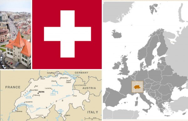 Maps and flag of Switzerland, plus photo of the Mudac Museum for Contemporary Applied Arts in Lausanne. All courtesy of the CIA World Factbook.
