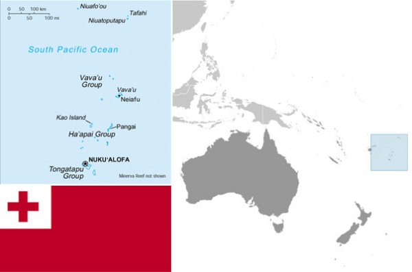 Maps and flag of Tonga, courtesy of CIA World Factbook.
