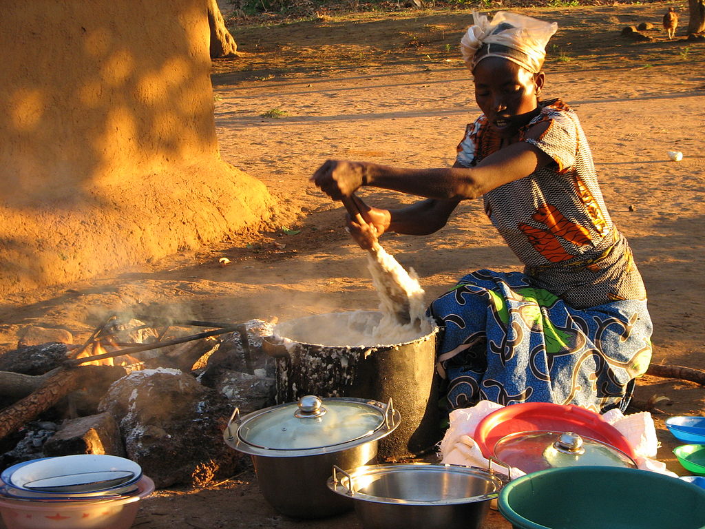"Lady of Zambia Makes Nshima" by Gerhard302 - Own work. Licensed under CC BY-SA 4.0 via Wikimedia Commons - https://commons.wikimedia.org/wiki/File:Lady_of_Zambia_Makes_Nshima.JPG#/media/File:Lady_of_Zambia_Makes_Nshima.JPG