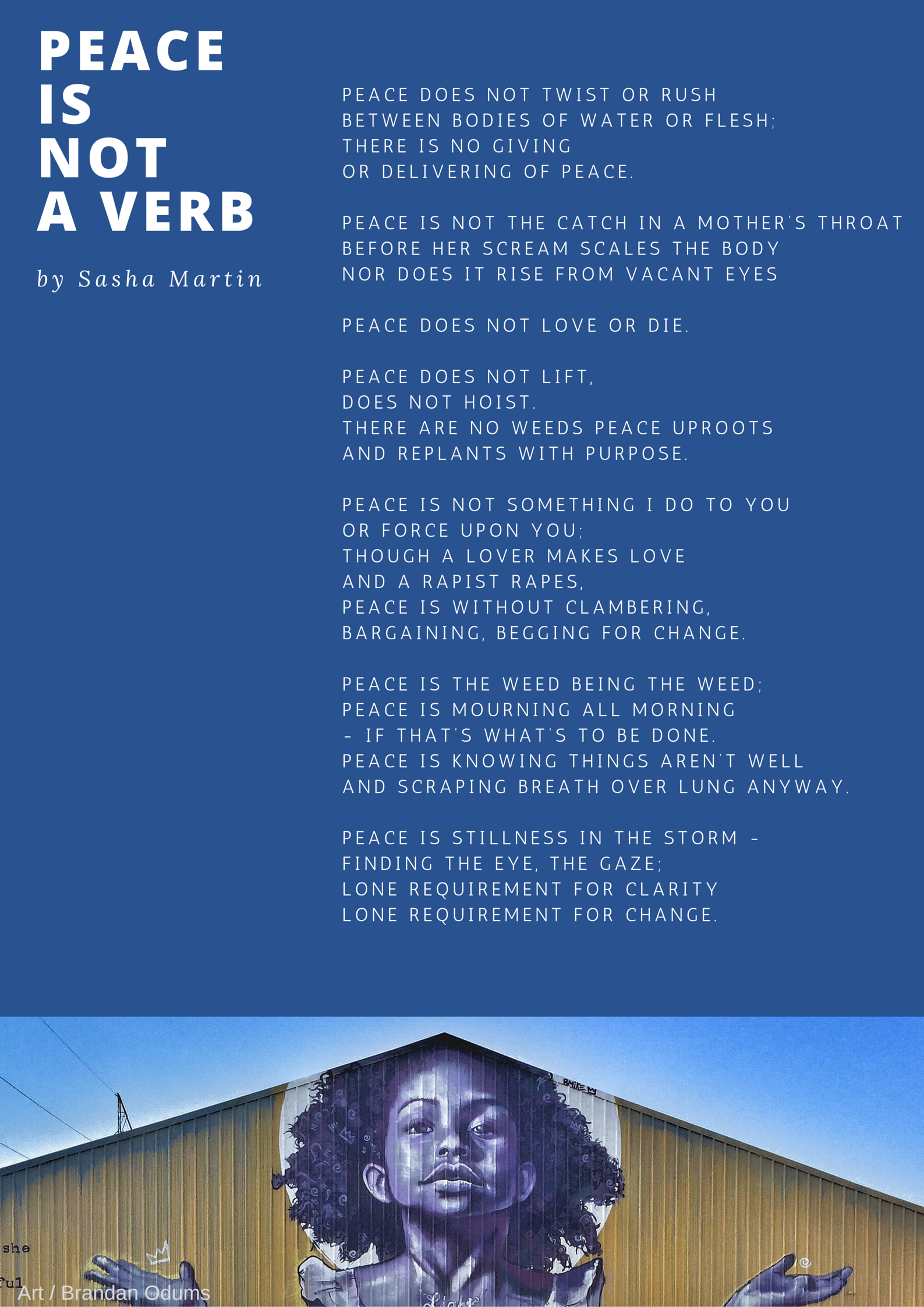 "Peace is not a verb" by Sasha Martin