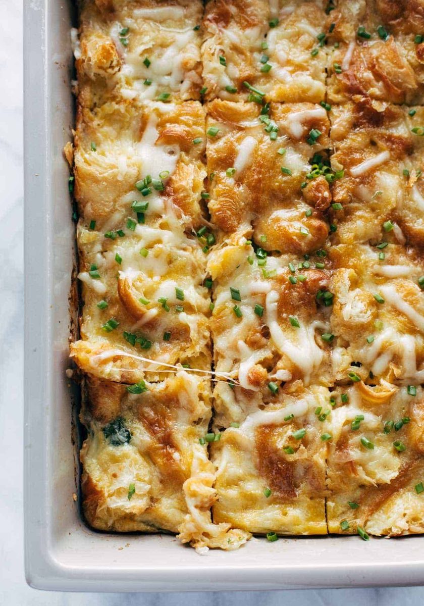 Egg and croissant bake.