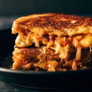 Kimchi grilled cheese on a plate