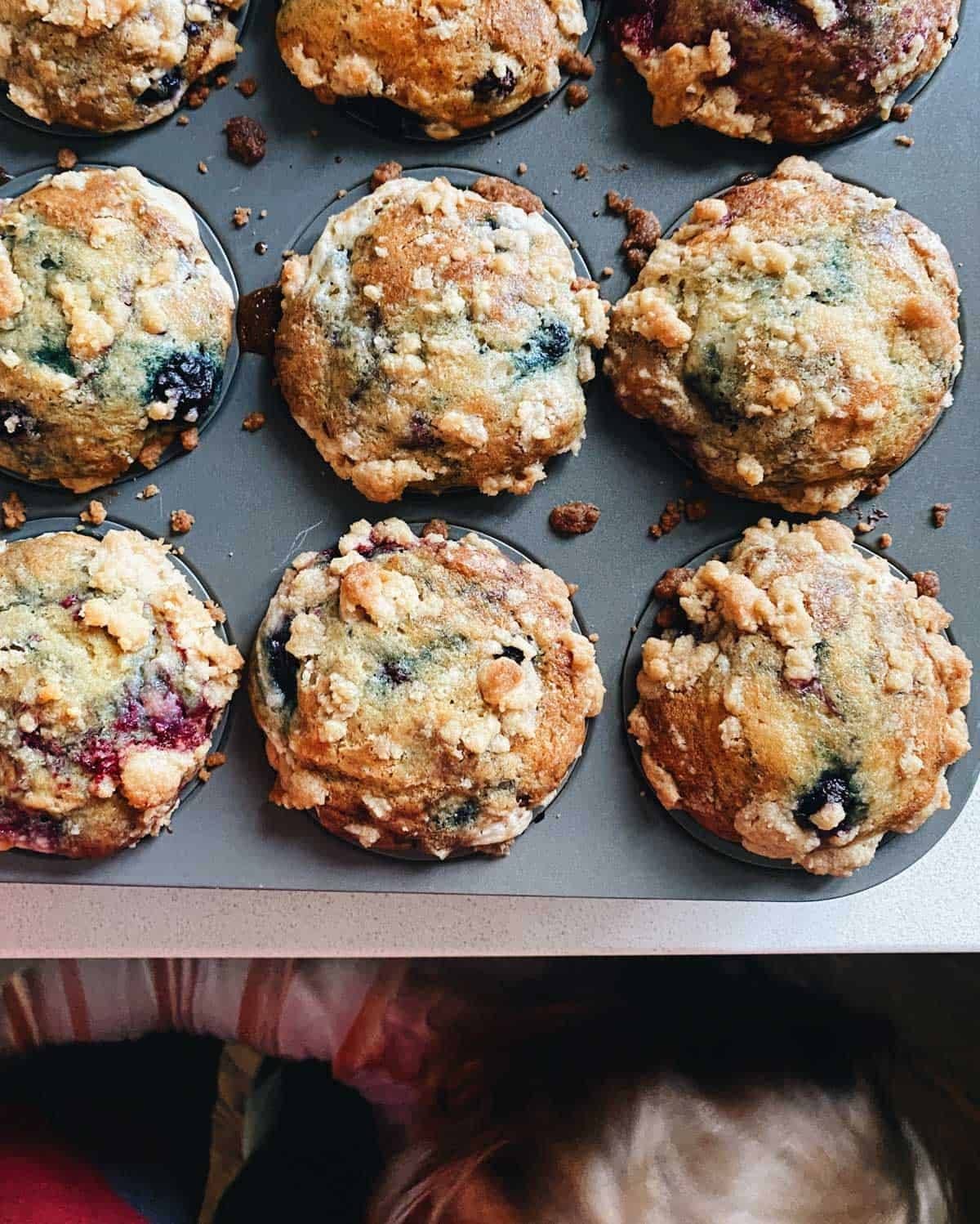 Muffins on a muffin tin.